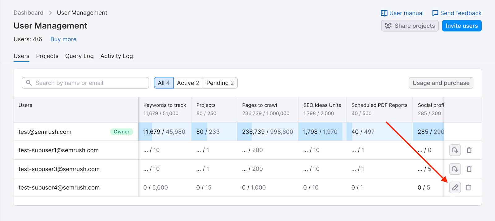 A red arrow highlights the edit button.